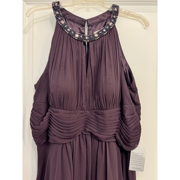 Eliza J New York Purple Beaded Halter Neck Chiffon Gown Women 16W - Picture 5 of 13